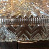 Square ceiling lamp in structured glass vintage 60s-70s