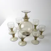 Art deco Traditie decanter with 7 glasses by W.J. Rozendaal – Kristalunie