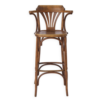 1 tabouret haut de pub irlandais vintage en bois avec technique de bois courbé des années 1960-1970