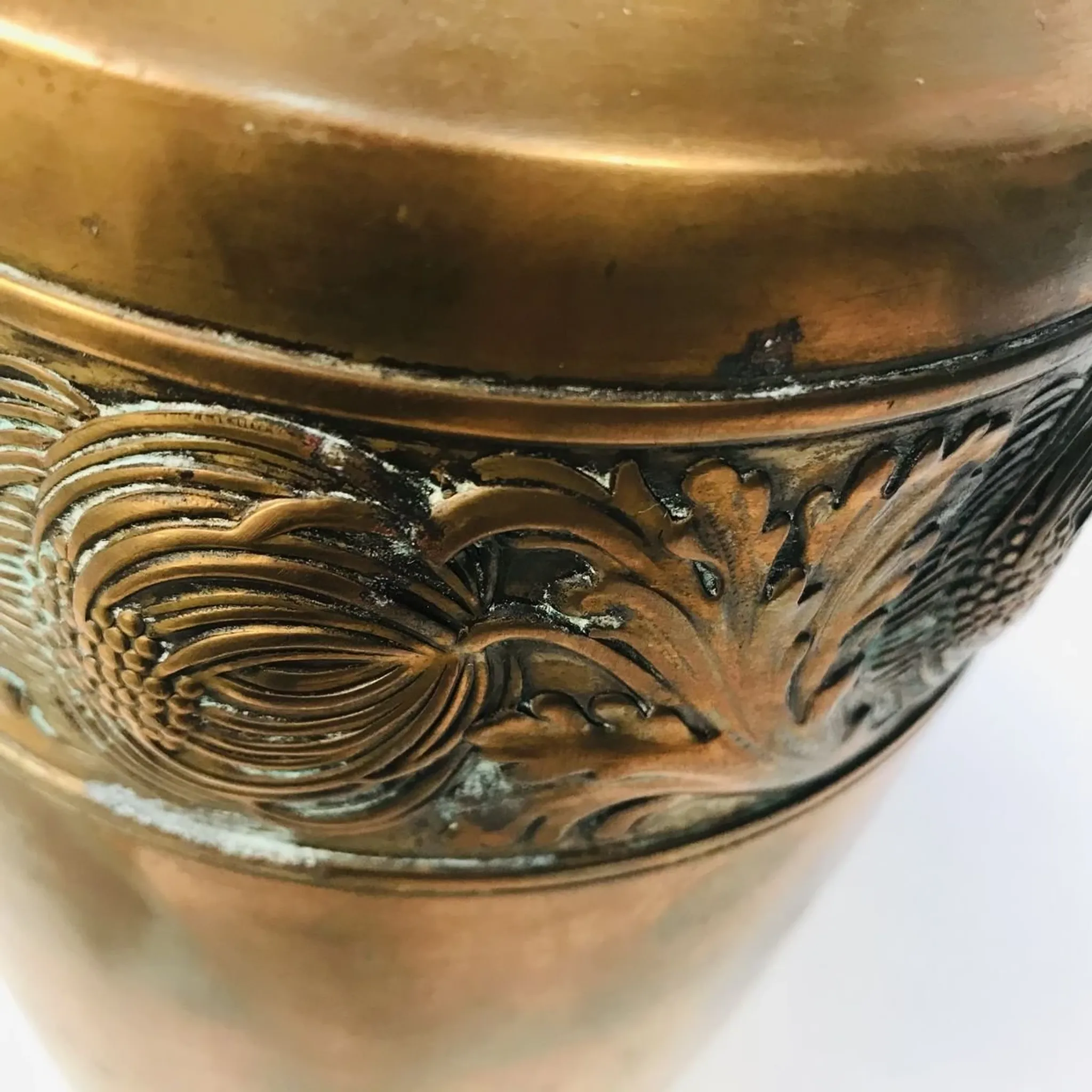 Art Nouveau Wrought and Hammered Brass Vase from WMF, Germany 1920s
