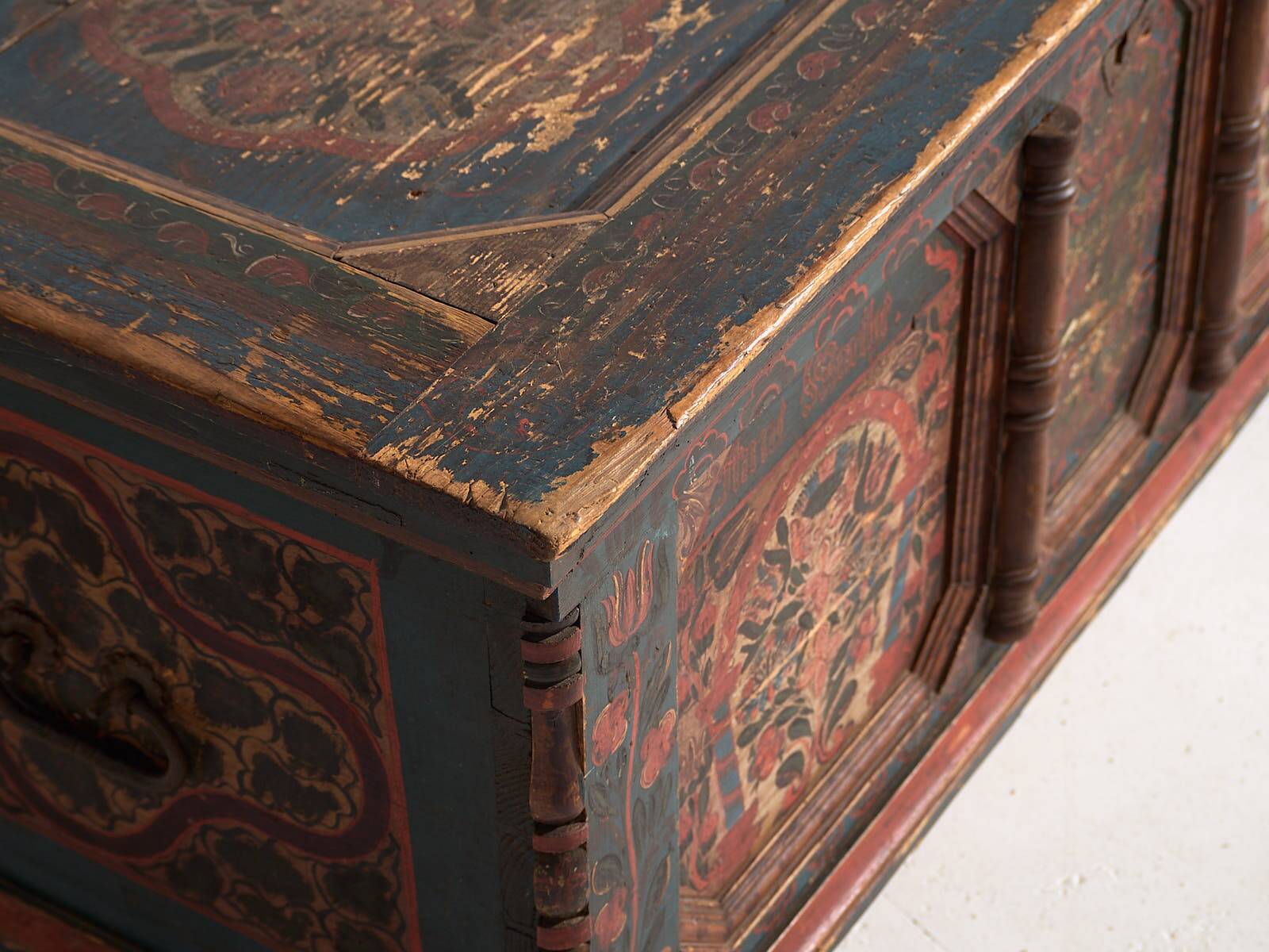 Antique hand-painted trunk dated 1847 #22