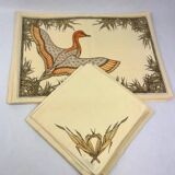 Hermès – Elegant set of 6 placemats and 6 matching napkins – Duck motif – 100% cotton