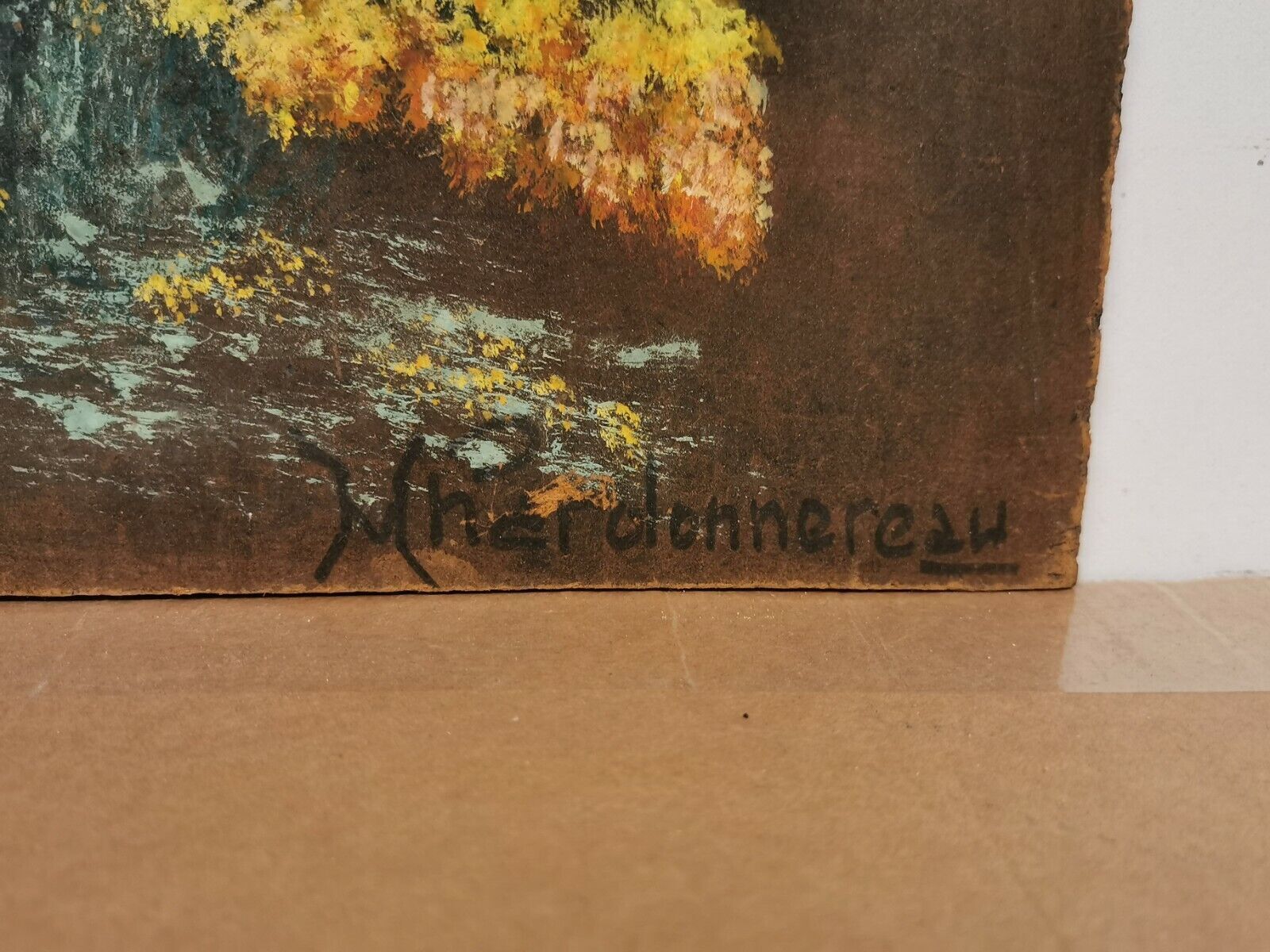 Painting, Oil signed Mhardonnereau 1968. Flowers