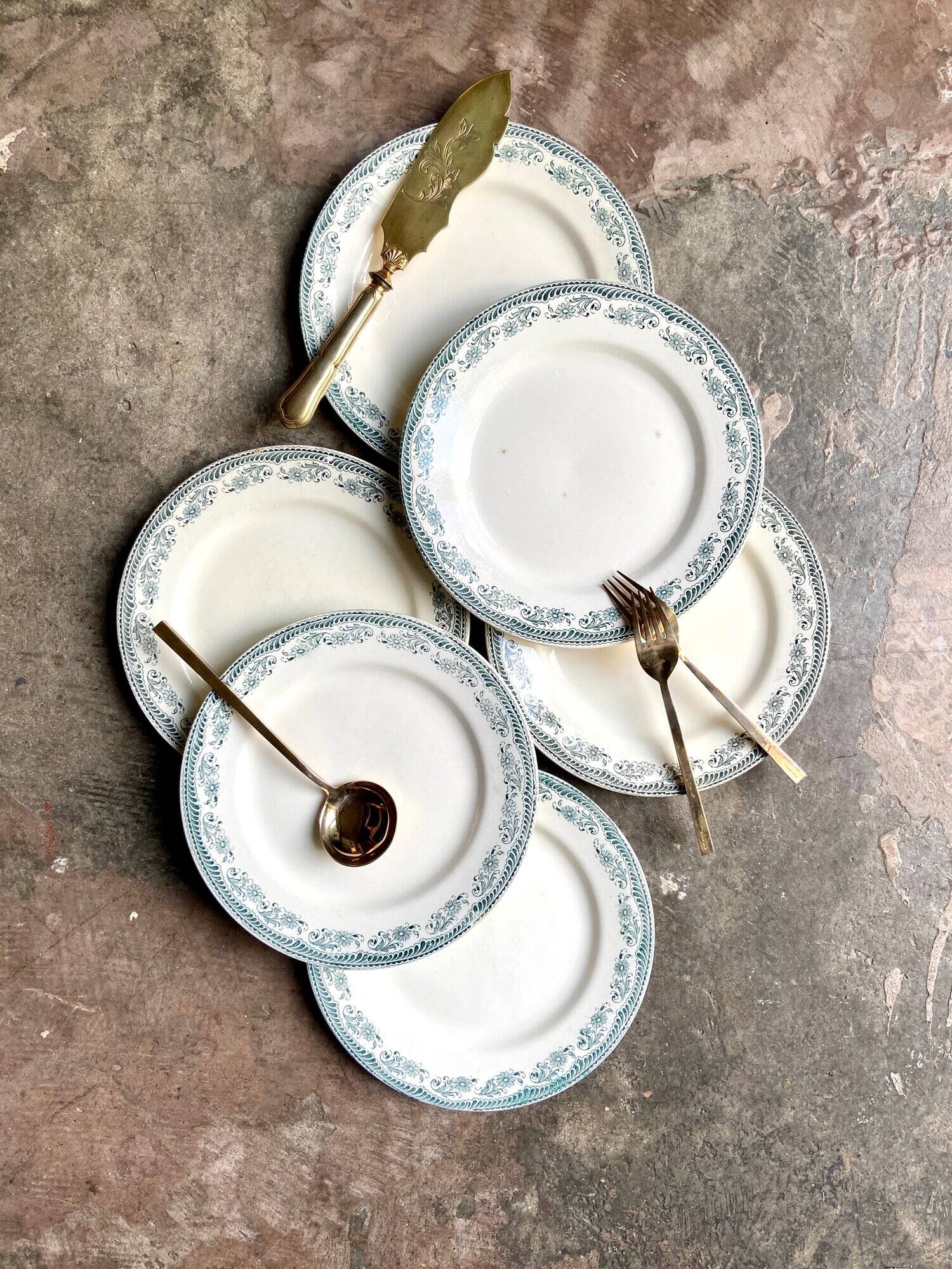 6 Salins flat plates in iron earth, “Moustiers” service