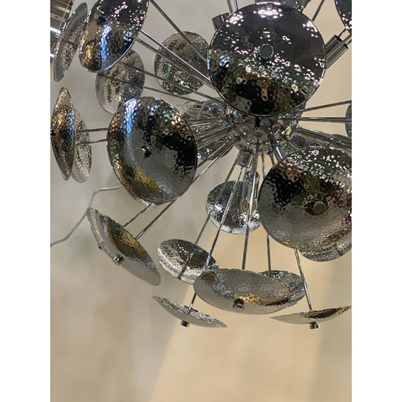 Lustre spoutnik contemporain italien en laiton fait à la main