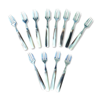 Service 12 dessert forks in horn and pie shovel