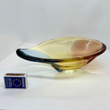 Organic modern glass platter designed by H. Machovska Mstišov Moser Karlovarske Sklo Cechoslovakia