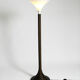 XL 70s Tulip floor lamp with a brown wicker frame and a plexiglass shade