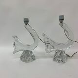 Set of 2 Daum France crystal table lamp , 1950's