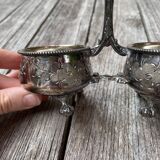 Double silver plated table salt shaker Armand Frenais 19th century Art Nouveau