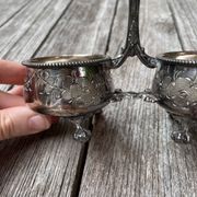 Double silver plated table salt shaker Armand Frenais 19th century Art Nouveau