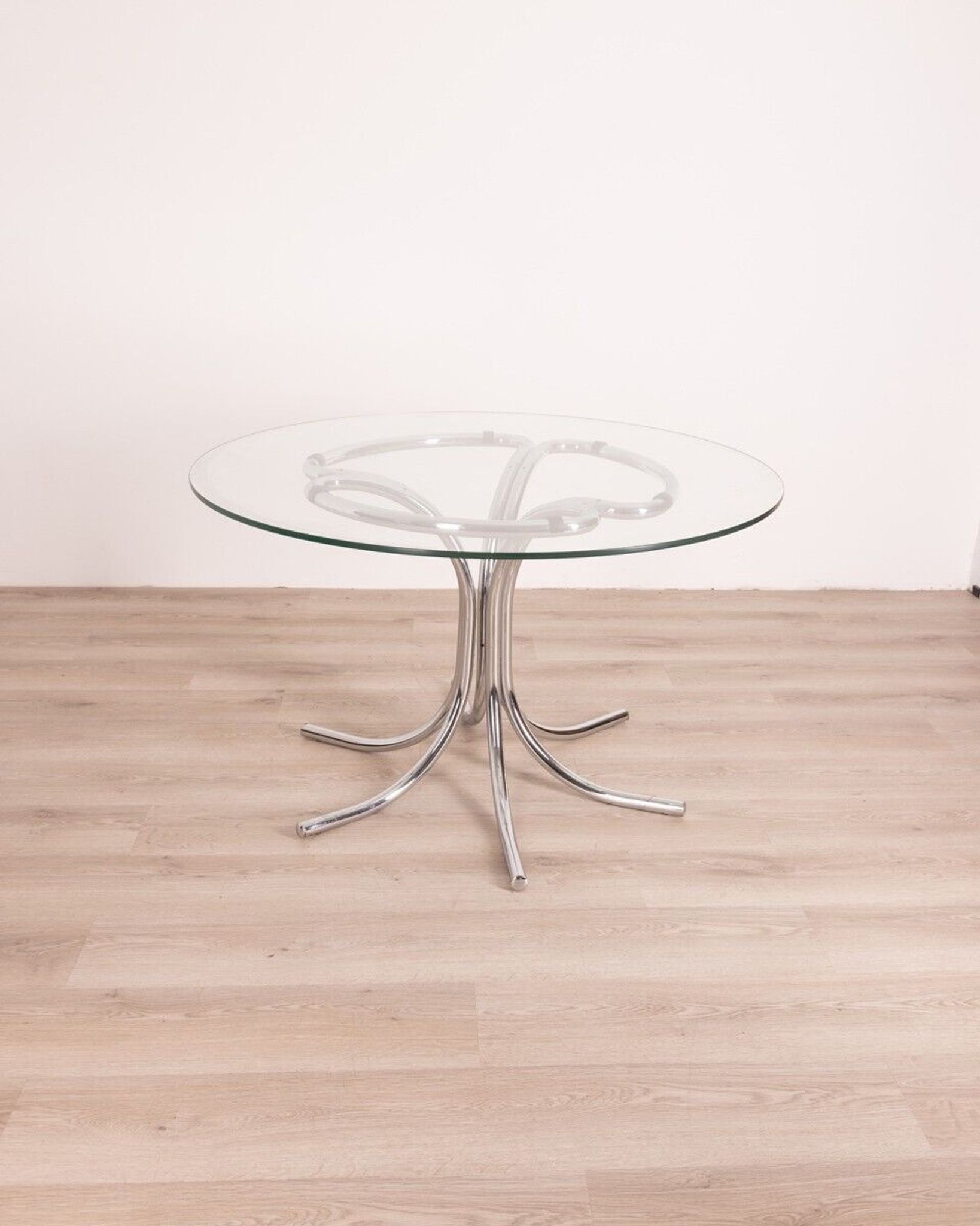 Table ronde en verre vintage design italien des années 1970