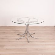 Table ronde en verre vintage design italien des années 1970