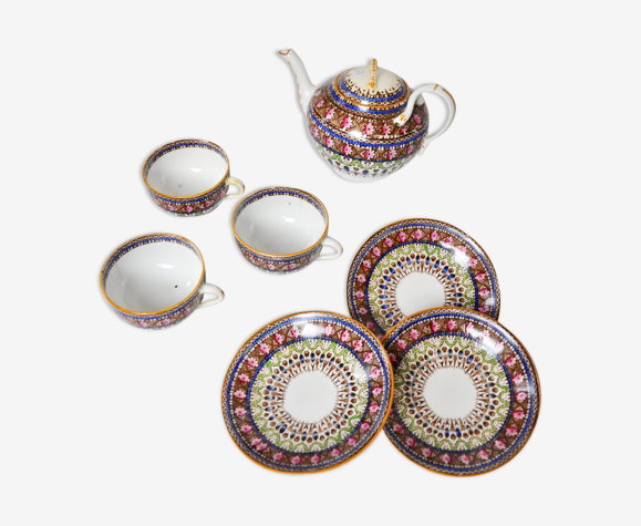 Service à thé 3 tasses 3 sous tasses 1 théière