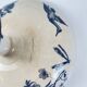 Pexonne iron earth compote dish, blue bird motif, late 19th century