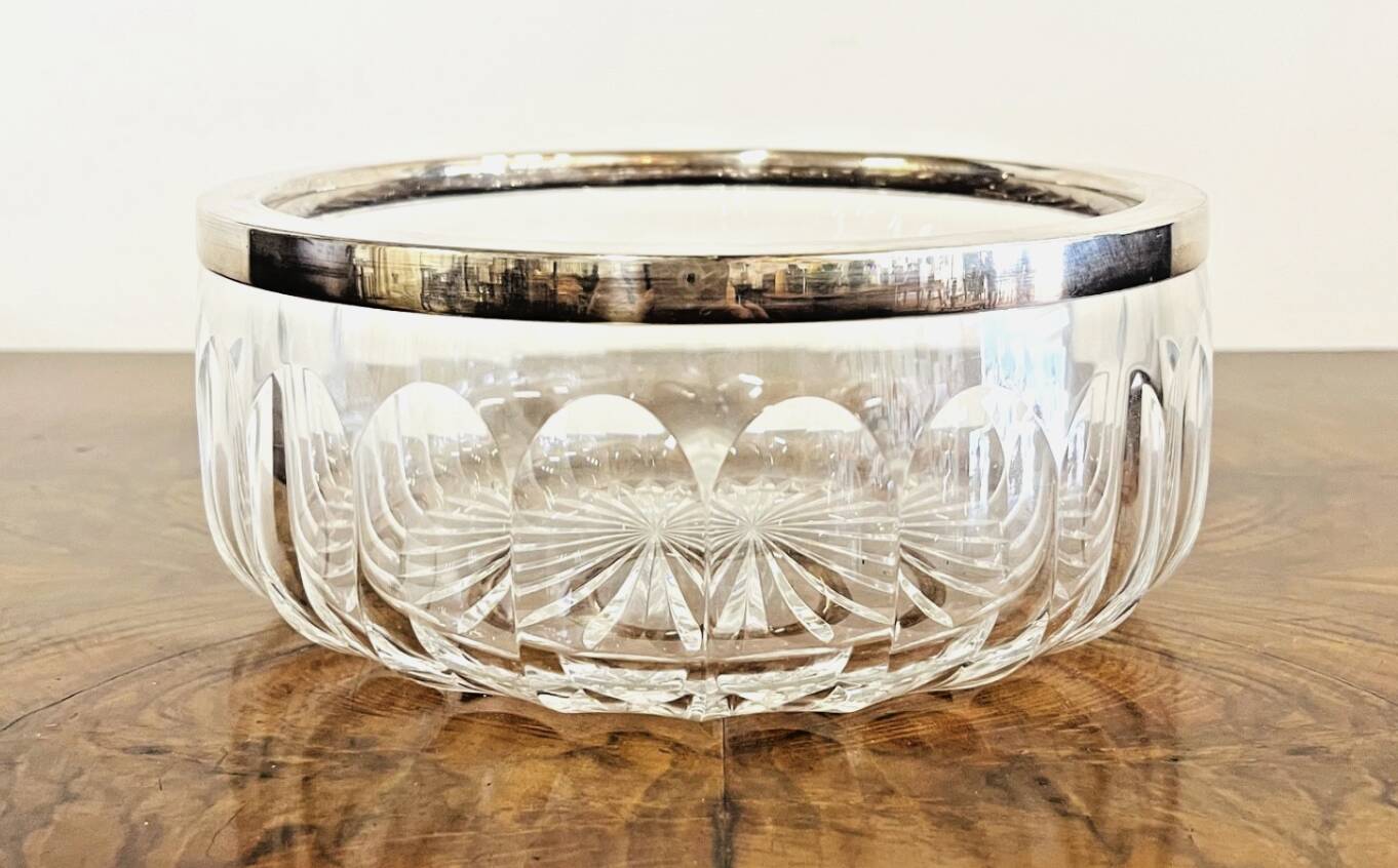 Jezler 800 Cut Crystal and Silver Fruit Bowl