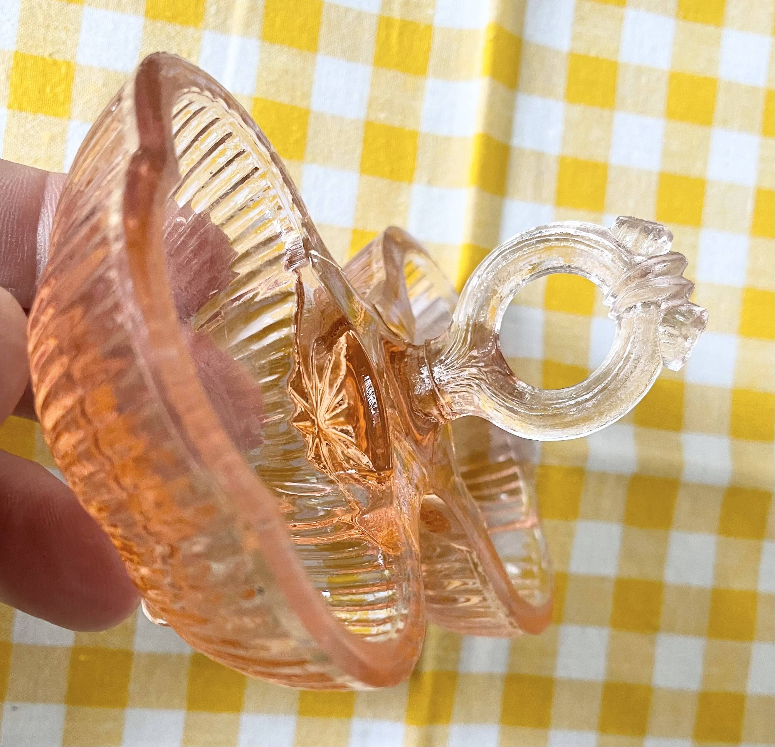 Pink molded double glass salt shaker