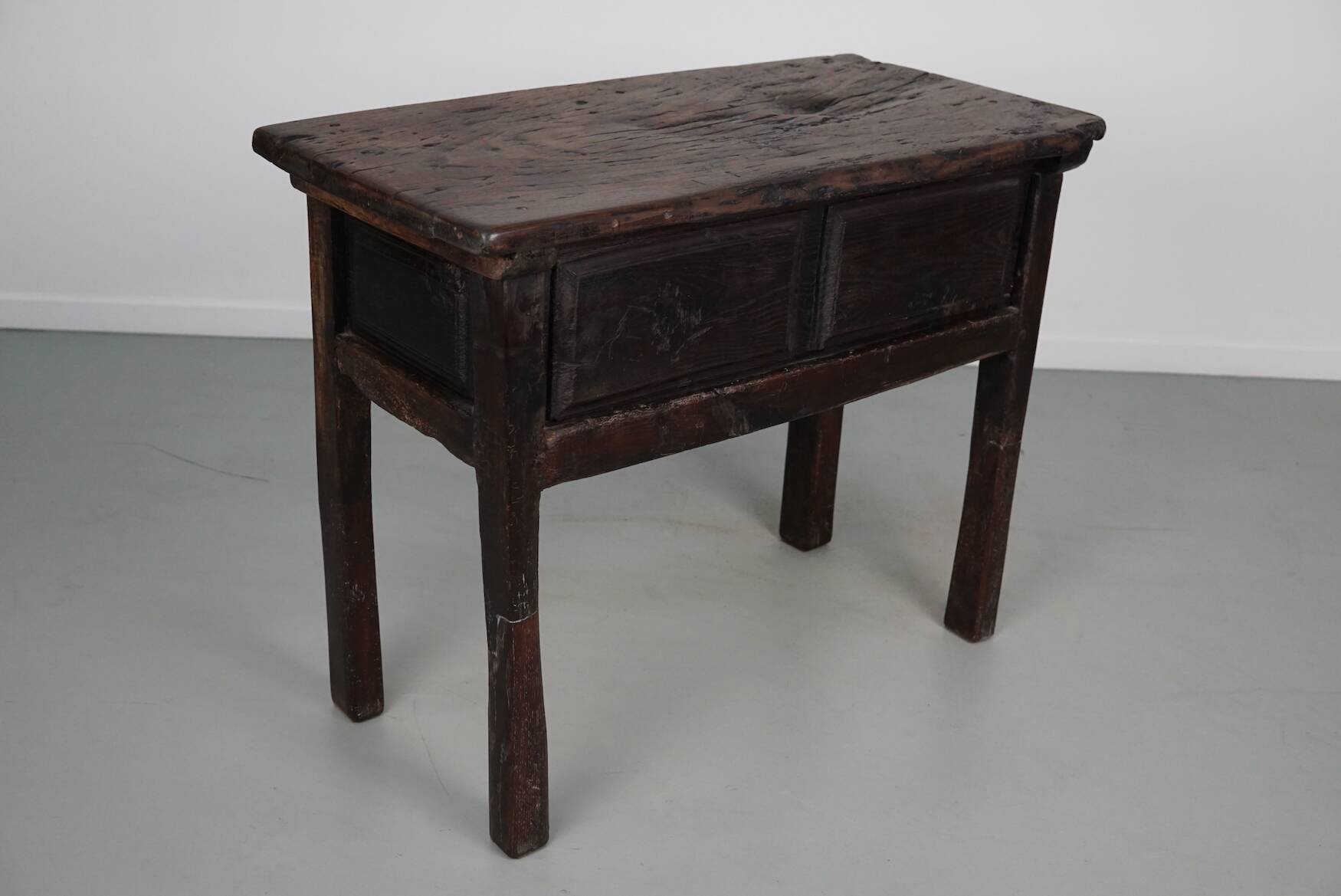 Antique Spanish Rustic Farmhouse Chestnut Side Table / Console, 18th Century