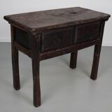 Antique Spanish Rustic Farmhouse Chestnut Side Table / Console, 18th Century