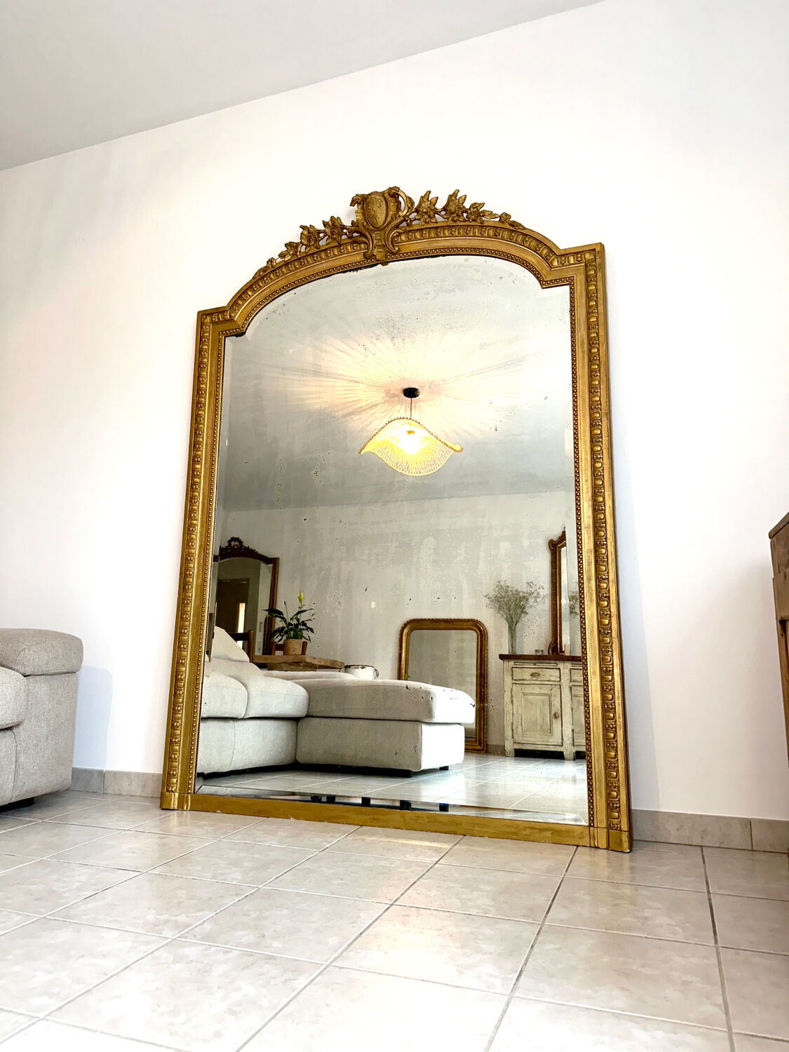 Miroir ancien à fronton XIXème