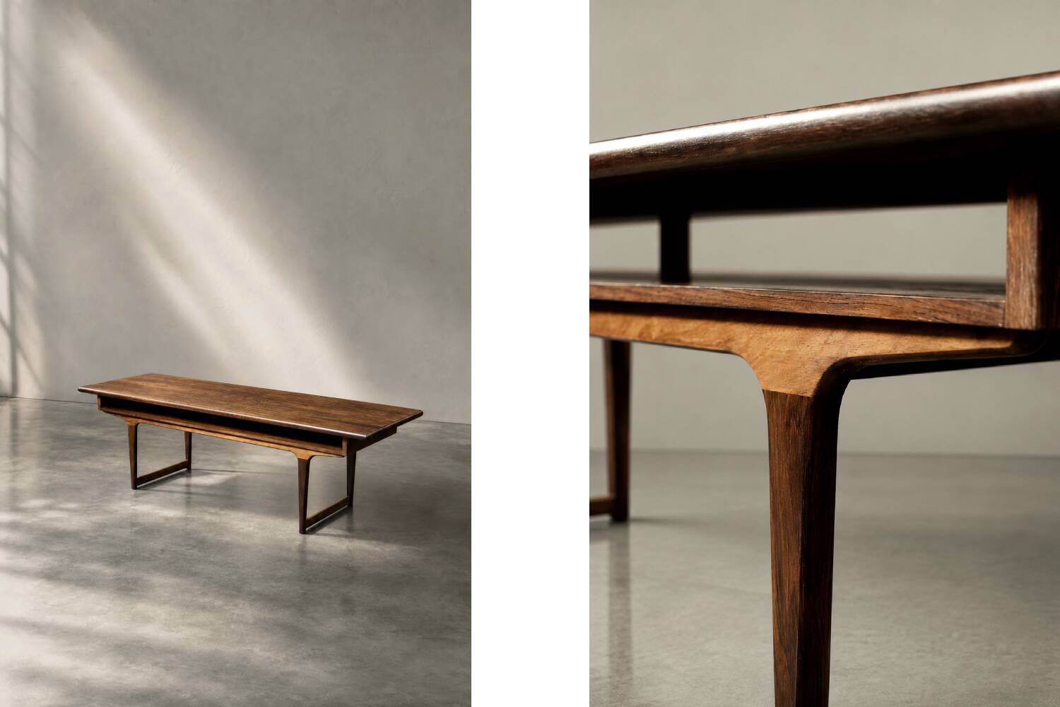 Vintage Mid-Century Modern Danish Rosewood Coffee Table with Shelf, 1960s