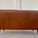 Vintage Danish mid-century Svend Skipper 2 person cognac leather sofa