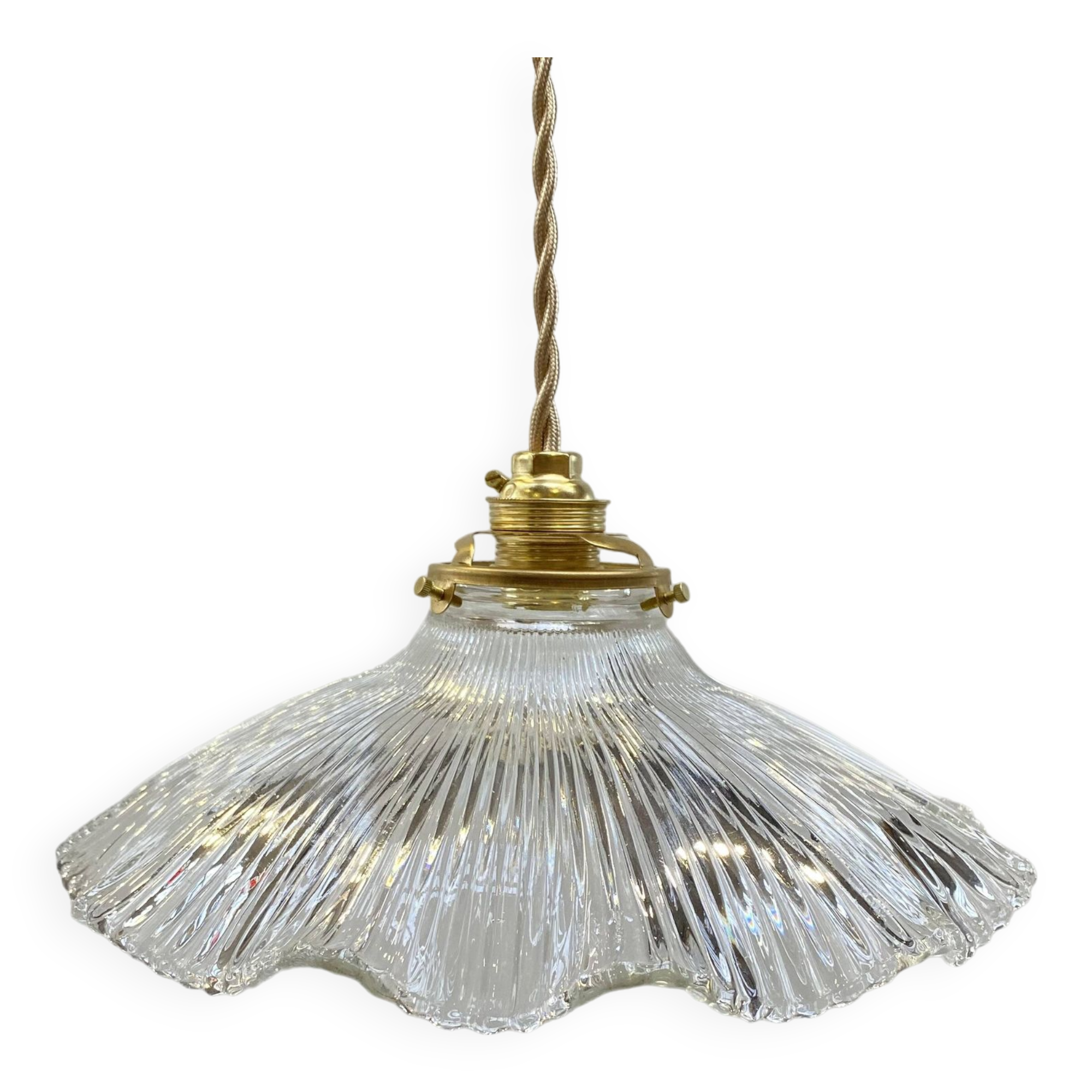 Holophane glass pendant light