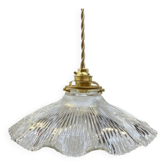 Holophane glass pendant light