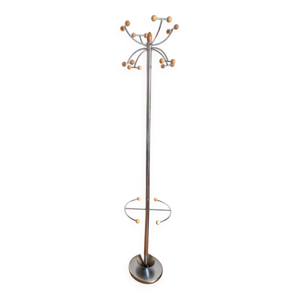 Portemanteau space age chrome et bois 197O