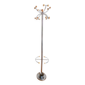 Space Age chrome and wood coat rack 1970