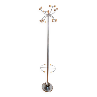 Portemanteau space age chrome et bois 197O