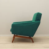 Fauteuil vert, design danois, années 1970, fabriqué au Danemark