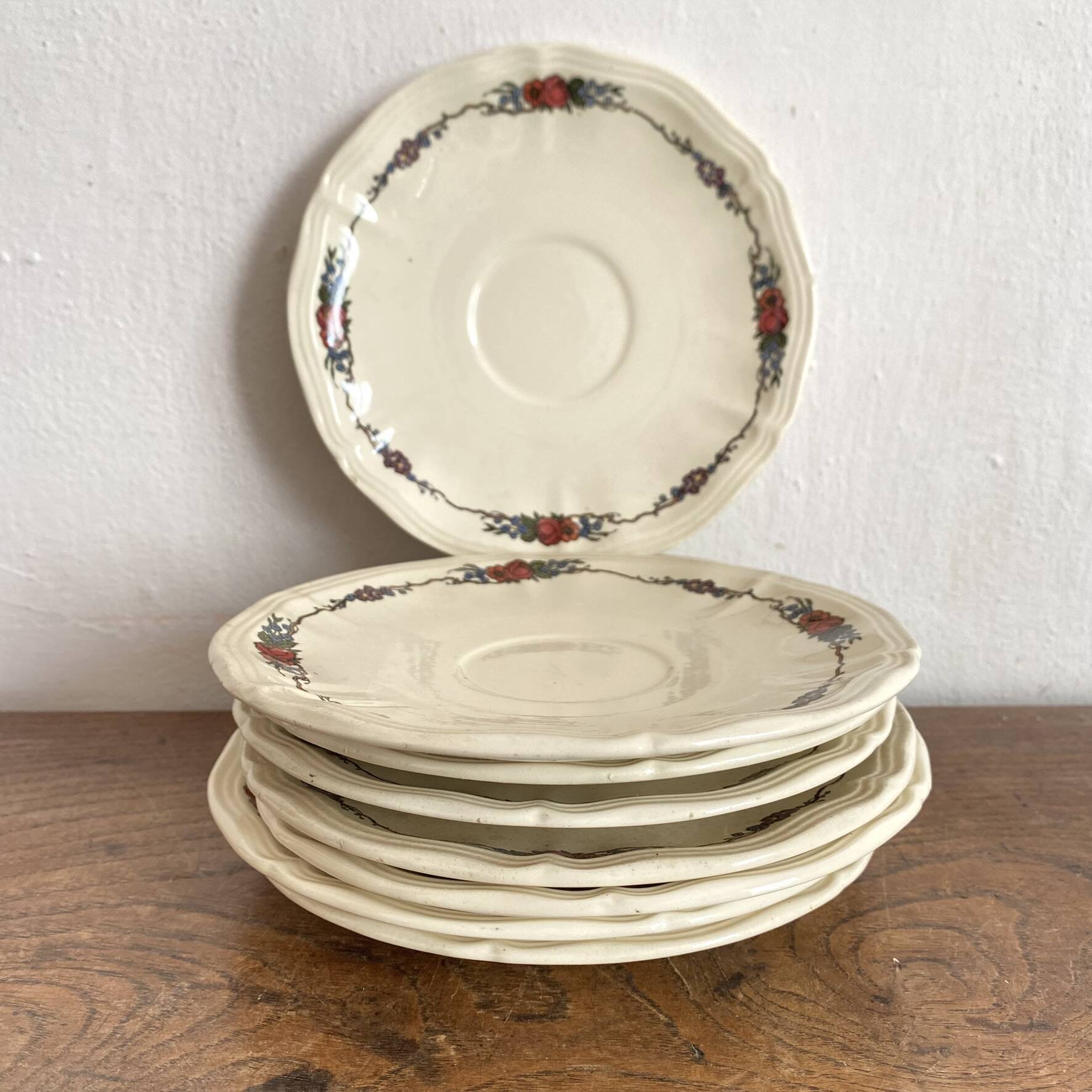 Antique bowls, saucers from Sarreguemines model Obernai.