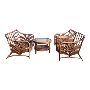 salon rotin 2 fauteuil