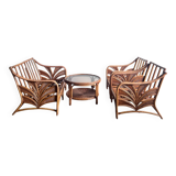 Rattan lounge set with 2 armchairs and a 'Palm Leaf' sofa from Vivai del Sud.