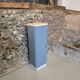 Small Mado 1960 kitchen column unit in yellow formica restyled in blue