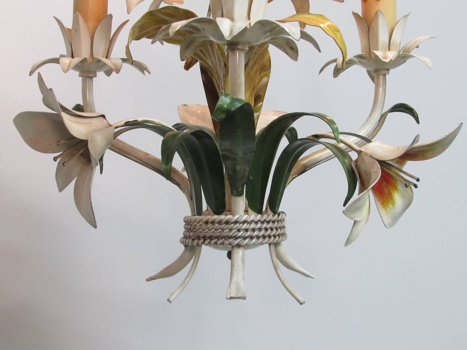 Hanging lamp in metal.3 lights. Vintage 1960s