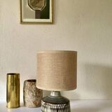 Earthenware lamp, braided fabric cable, 70s