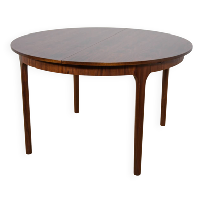 Table à manger ronde extensible en palissandre du milieu du siècle de McIntosh, Royaume-Uni, années 1960.