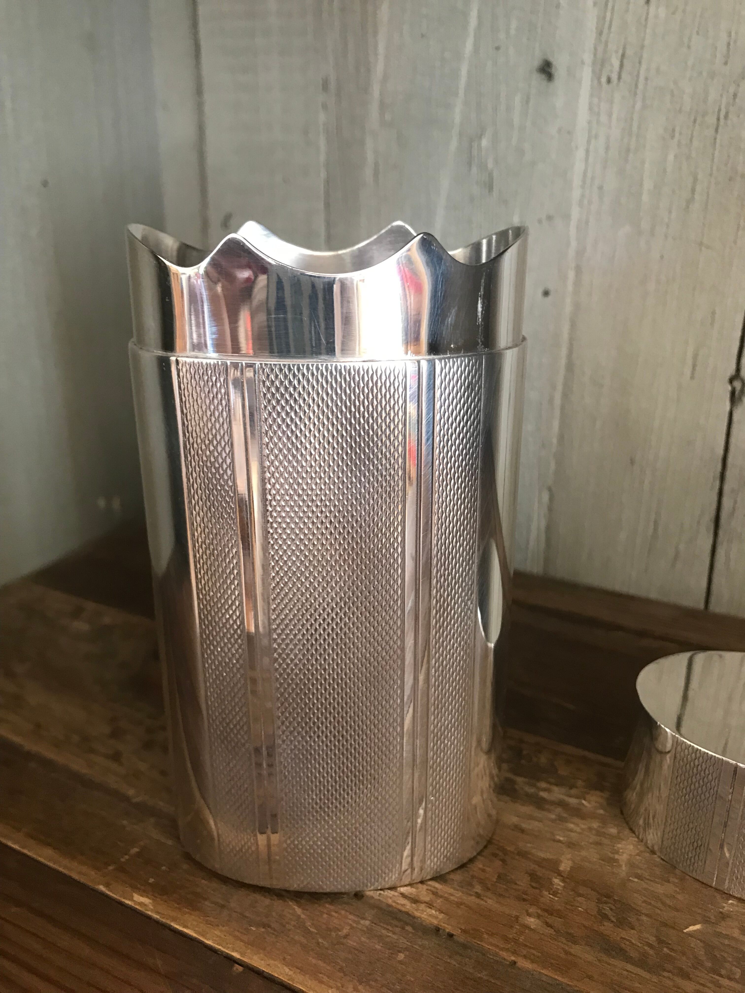 Guilloché silver metal oval cigar box