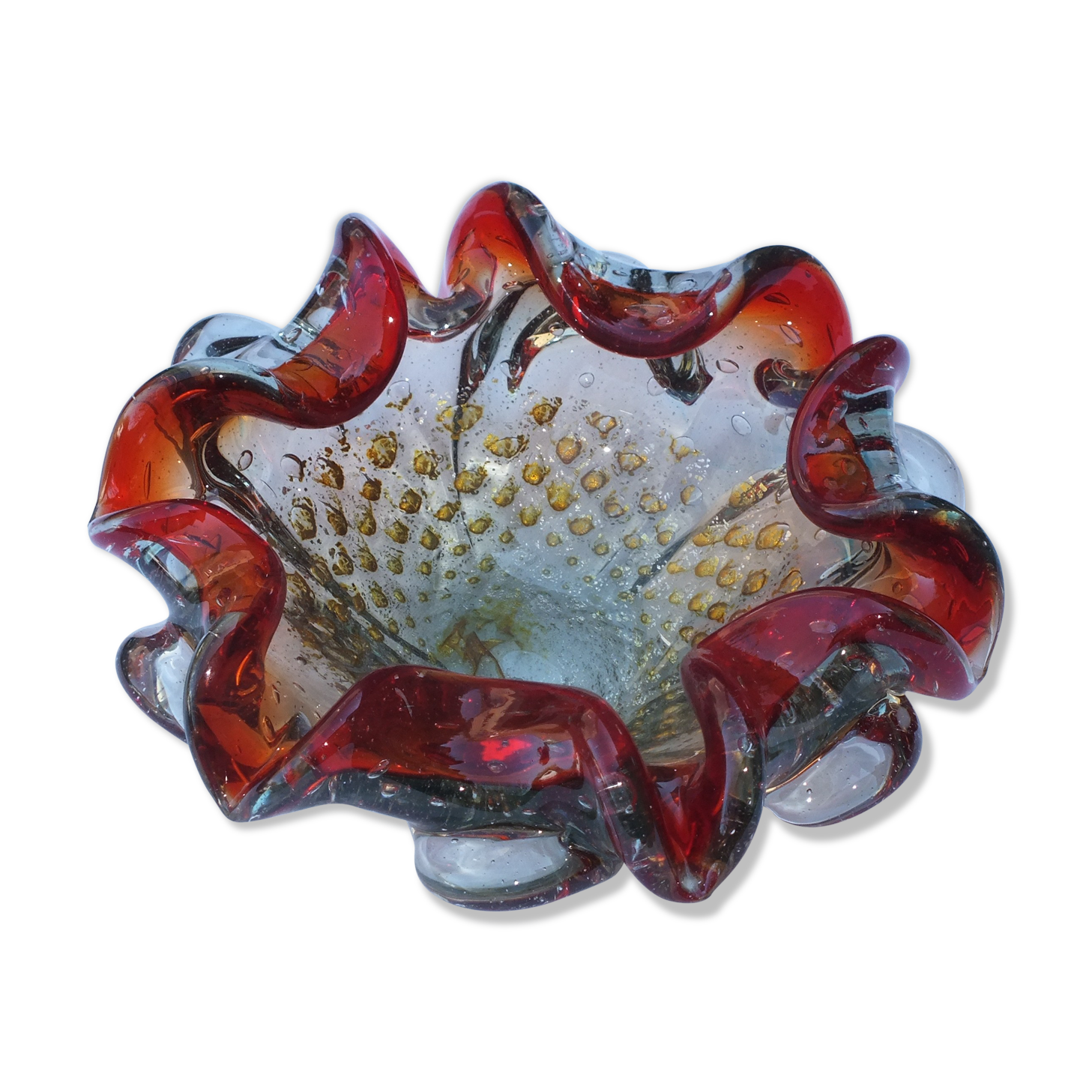 Vintage Murano glass ashtray with gold inclusions
