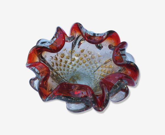 Cendrier vintage en verre de Murano à inclusions or