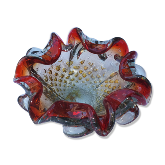 Vintage Murano glass ashtray with gold inclusions