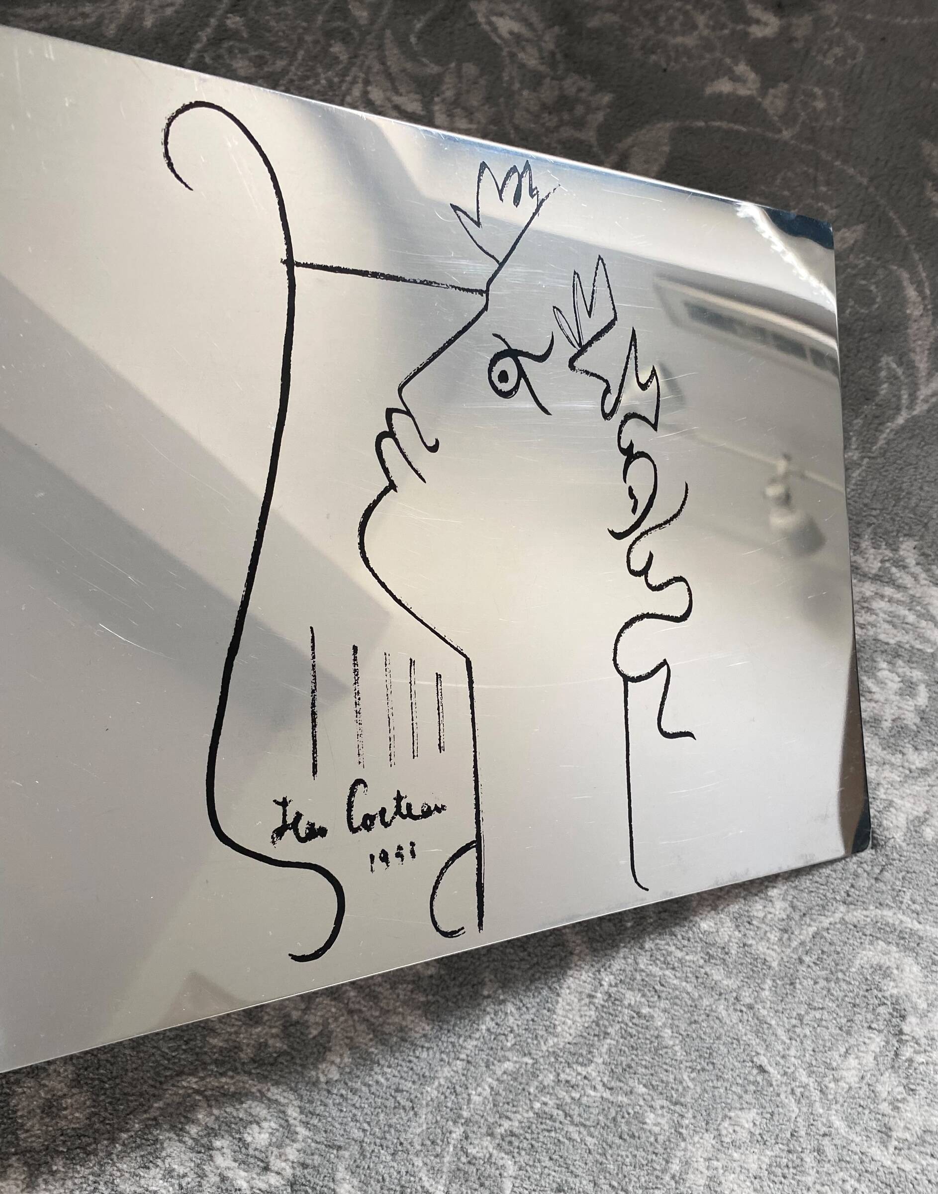 Illustrated mirror profile of Orphée Jean Cocteau 1958