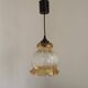 French vintage amber and clear glass ceiling light with white floral decoration.
