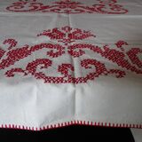 Cross-stitch embroidered tablecloth 160 x 130 in cotton