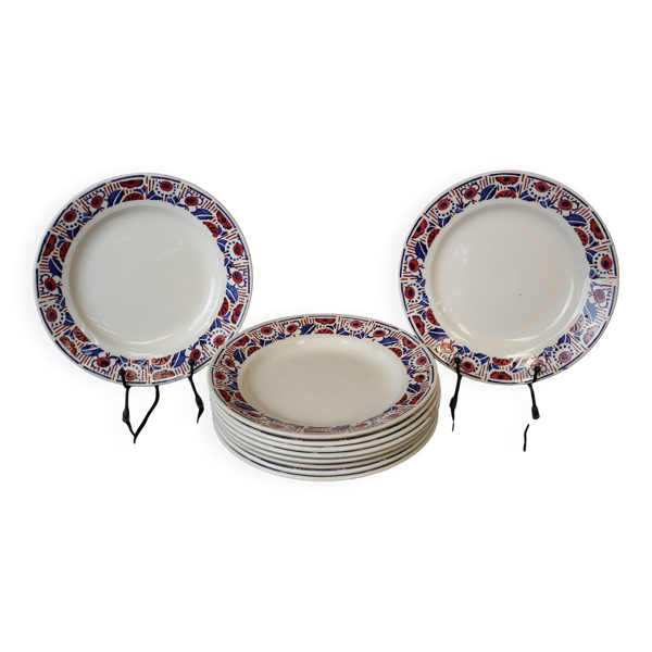 Ensemble de 10 assiettes creuses en terre de fer Sarreguemines modèle ''Sermaize