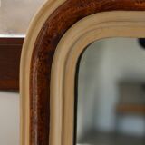 Miroir ancien style Louis Philippe, loupe de bois