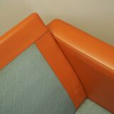 Orange leather sofa, Danish design, 1970s, production: Denmark