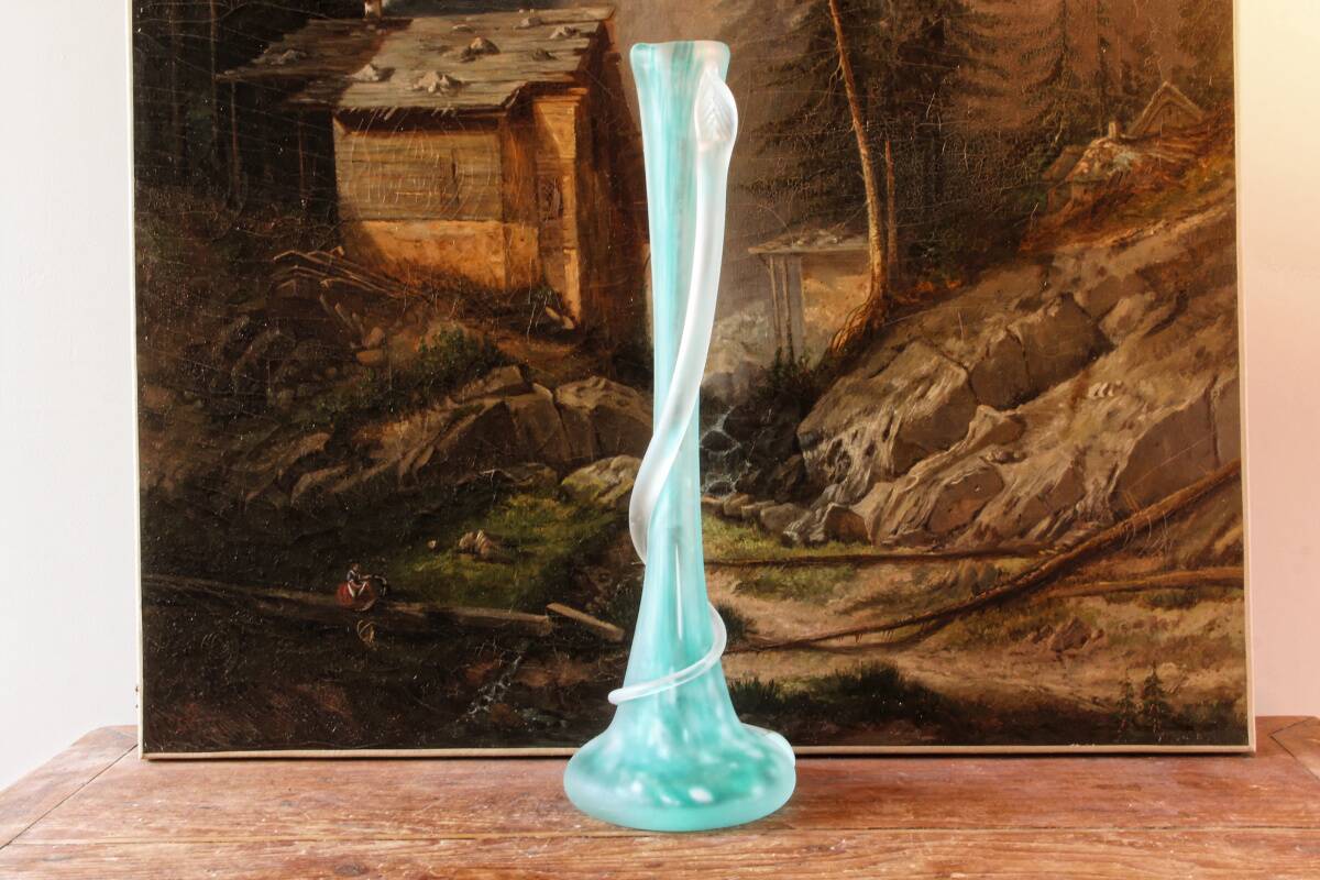 Murano blown glass vase, snake